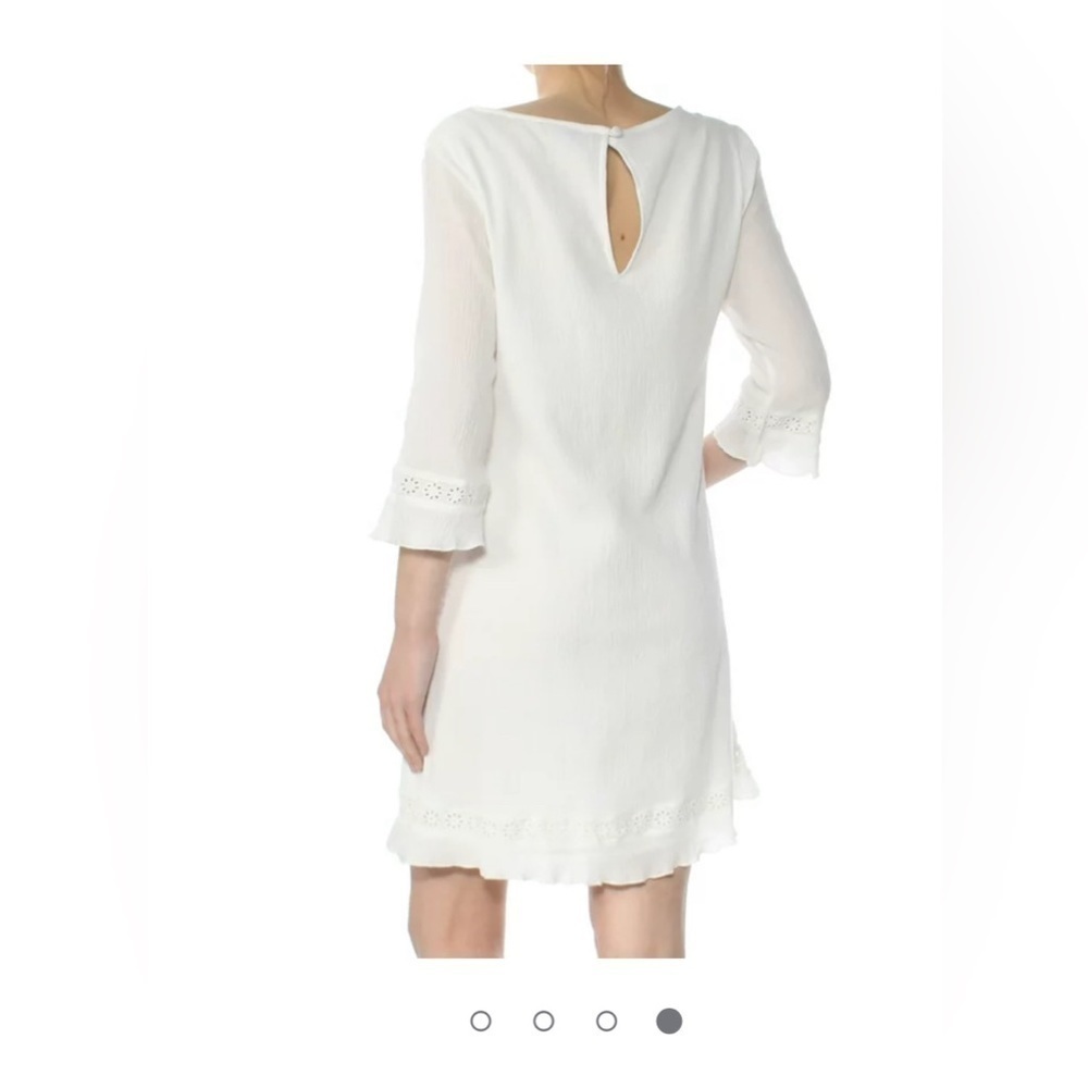 Sanctuary dress cotton eyelet trim pleated white 3/4 sleeves - Picture 16 of 16